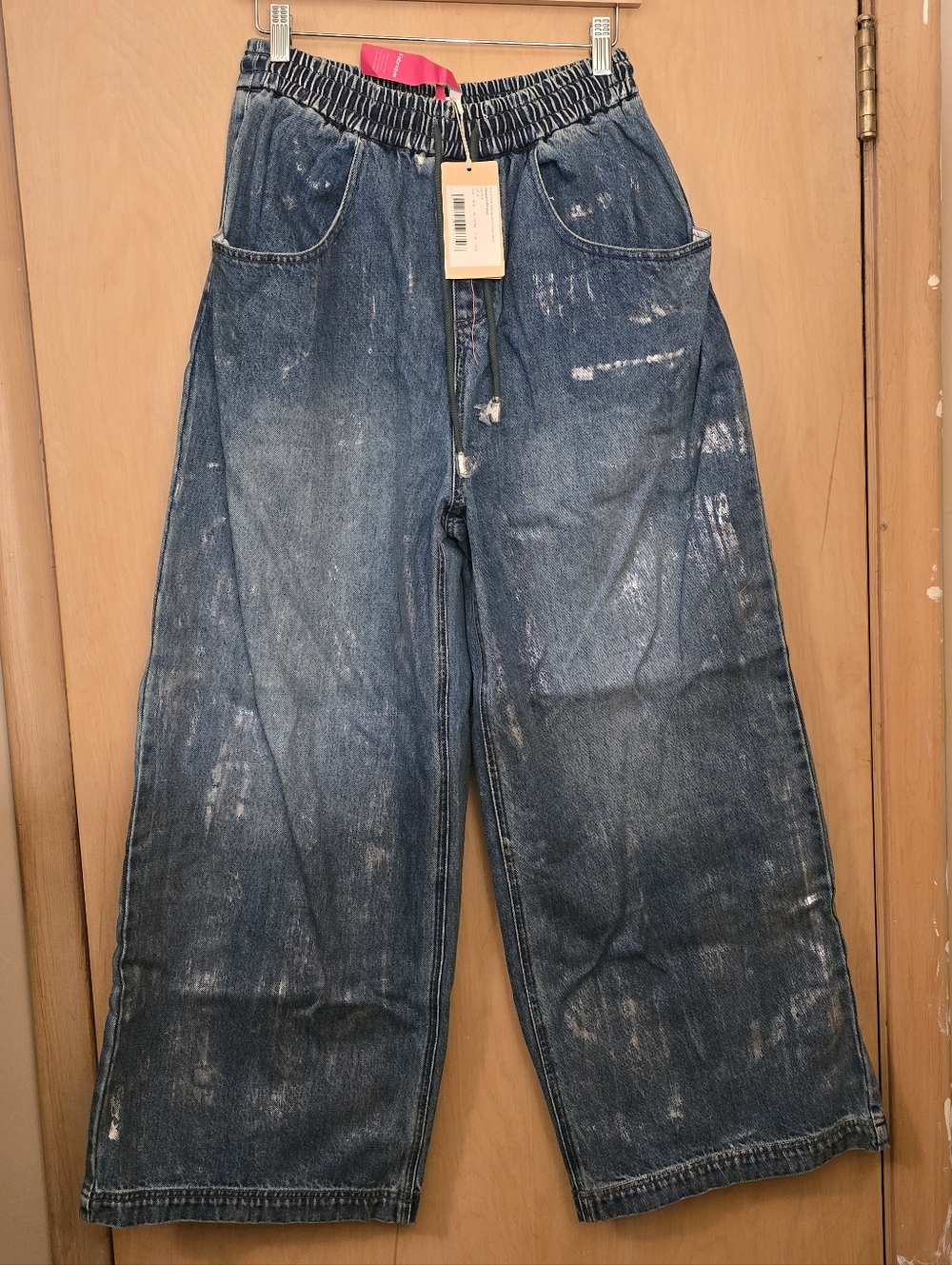 AG Adriano Goldschmied x Fabrique Bulb Shimmer Wide-Leg Jeans NWT Size M (4-6)